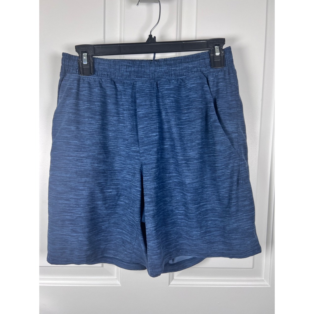 Lululemon Mens Blue Space Dye Heathered Lined Athletic Gym Shorts Size M 7in